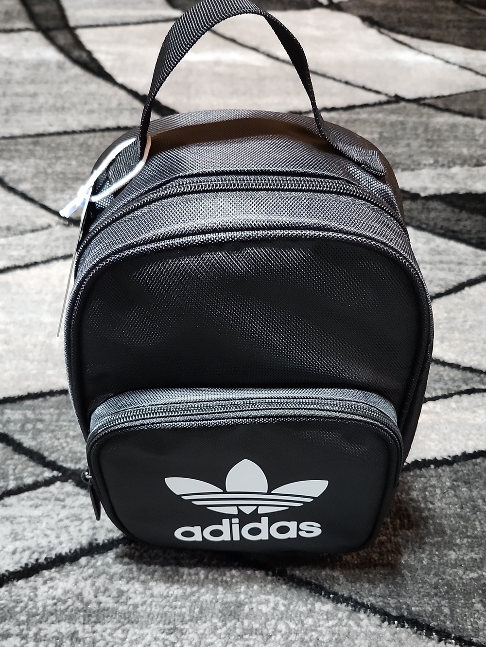 ADIDAS ORIGINALS BLACK 3-STRIPE INSTULATED FULL-ZIP LUNCH BAG